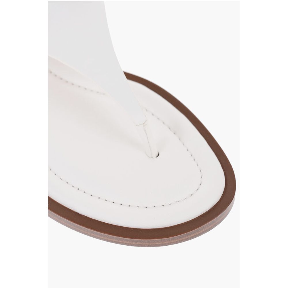 Michael Kors MICHAEL Leather DANIELLA Thong Sandals with Golden-Effect Mo