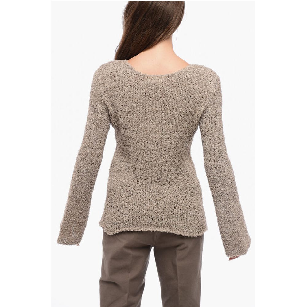 By Malene Birger Crew Neck Cotton Blend Sweater with Wide Sleeves