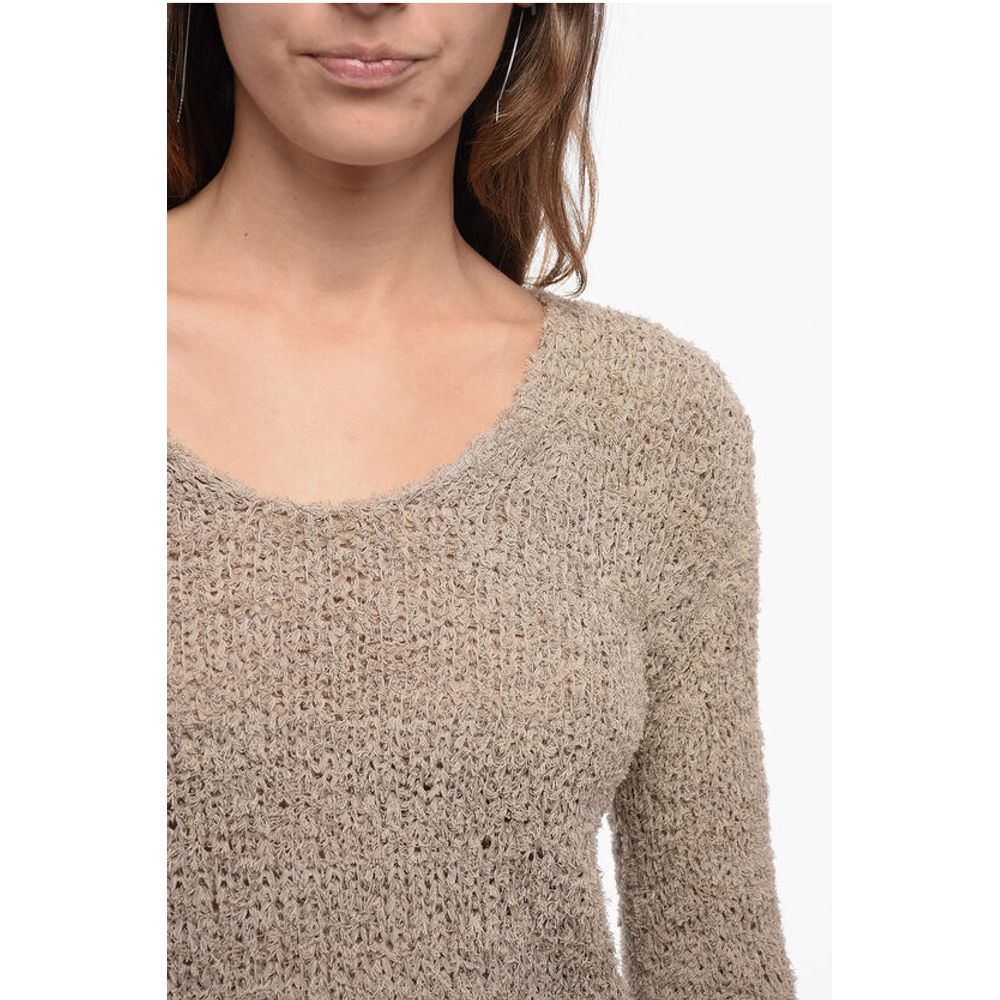 By Malene Birger Crew Neck Cotton Blend Sweater with Wide Sleeves