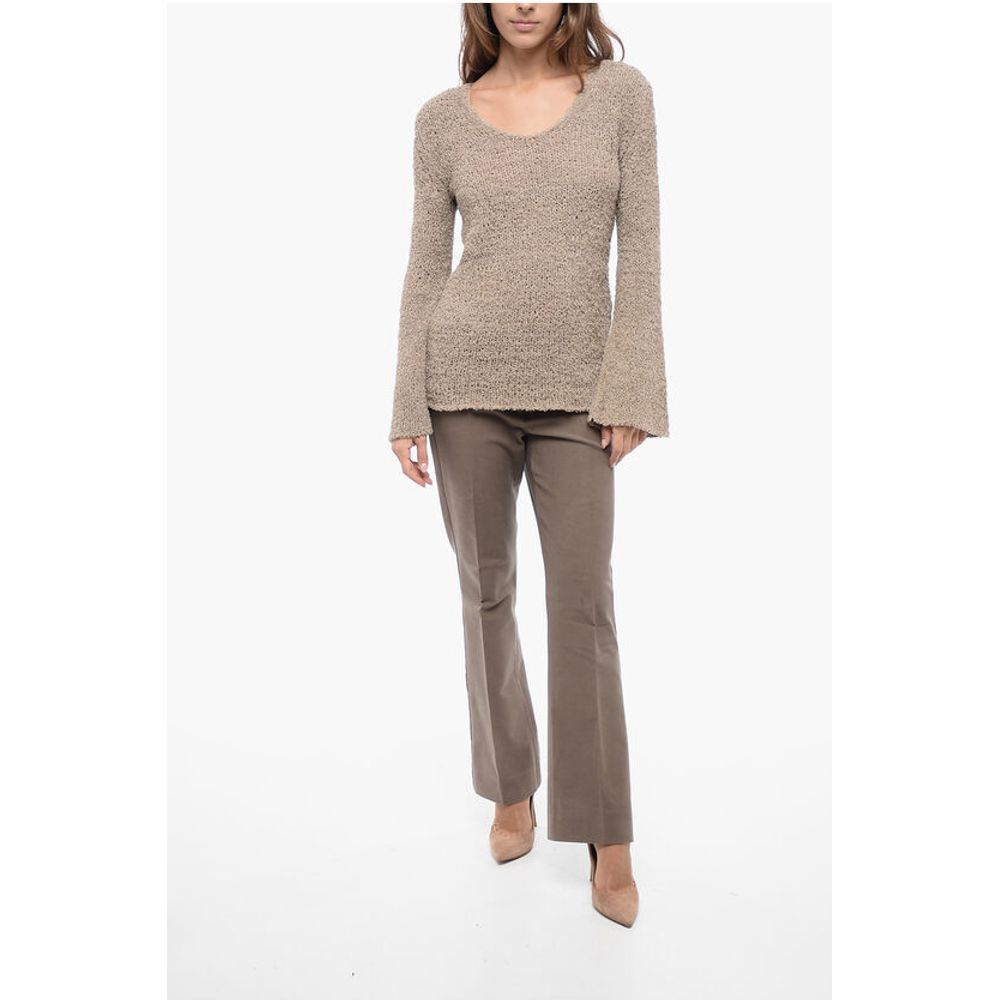 By Malene Birger Crew Neck Cotton Blend Sweater with Wide Sleeves