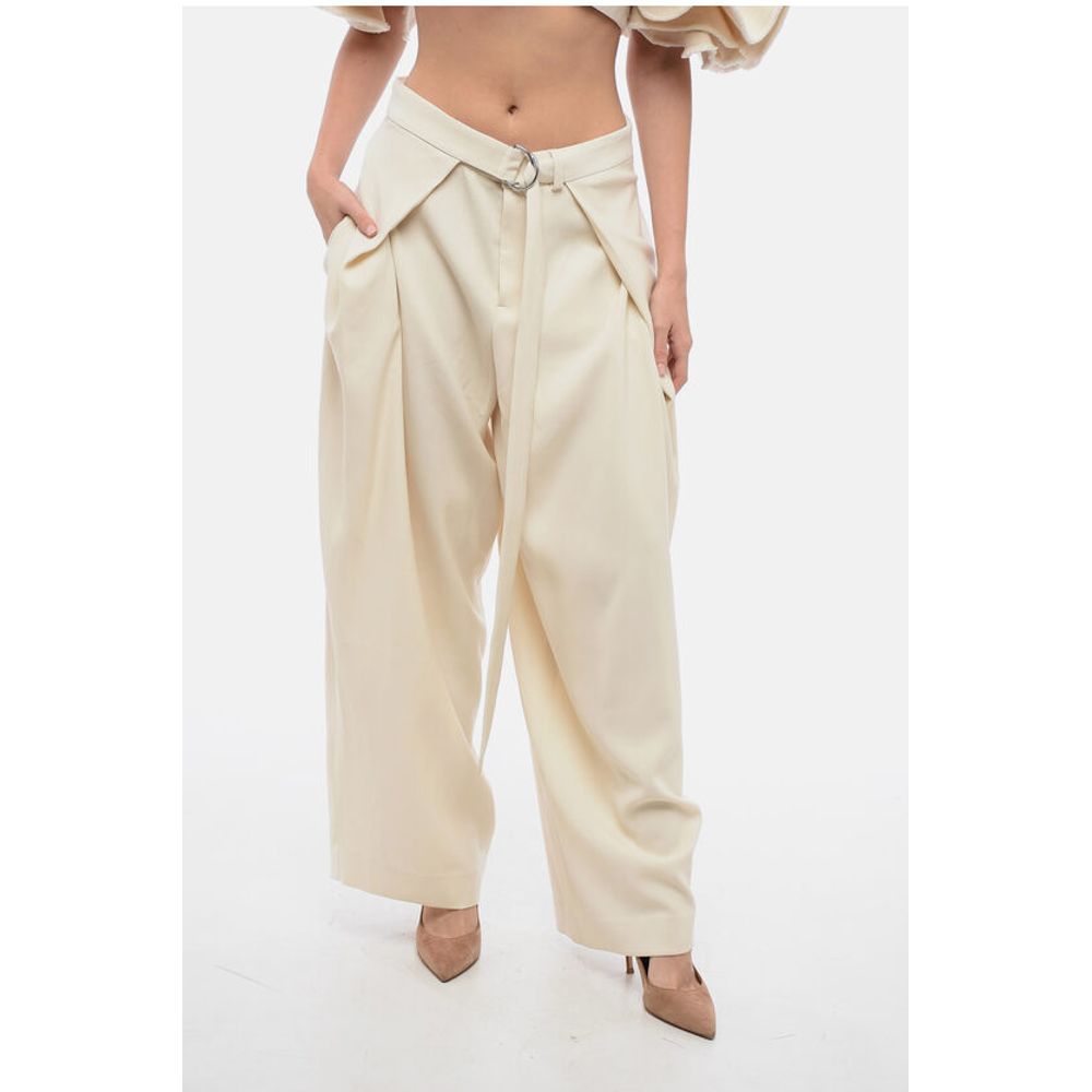 Ami Alexandre Mattiussi Wide-Leg Pants with Pleated Effect Belt
