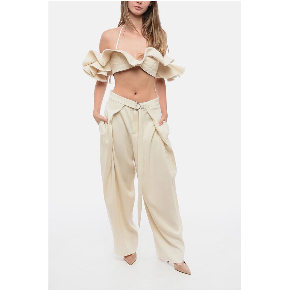 Ami Alexandre Mattiussi Wide-Leg Pants with Pleated Effect Belt