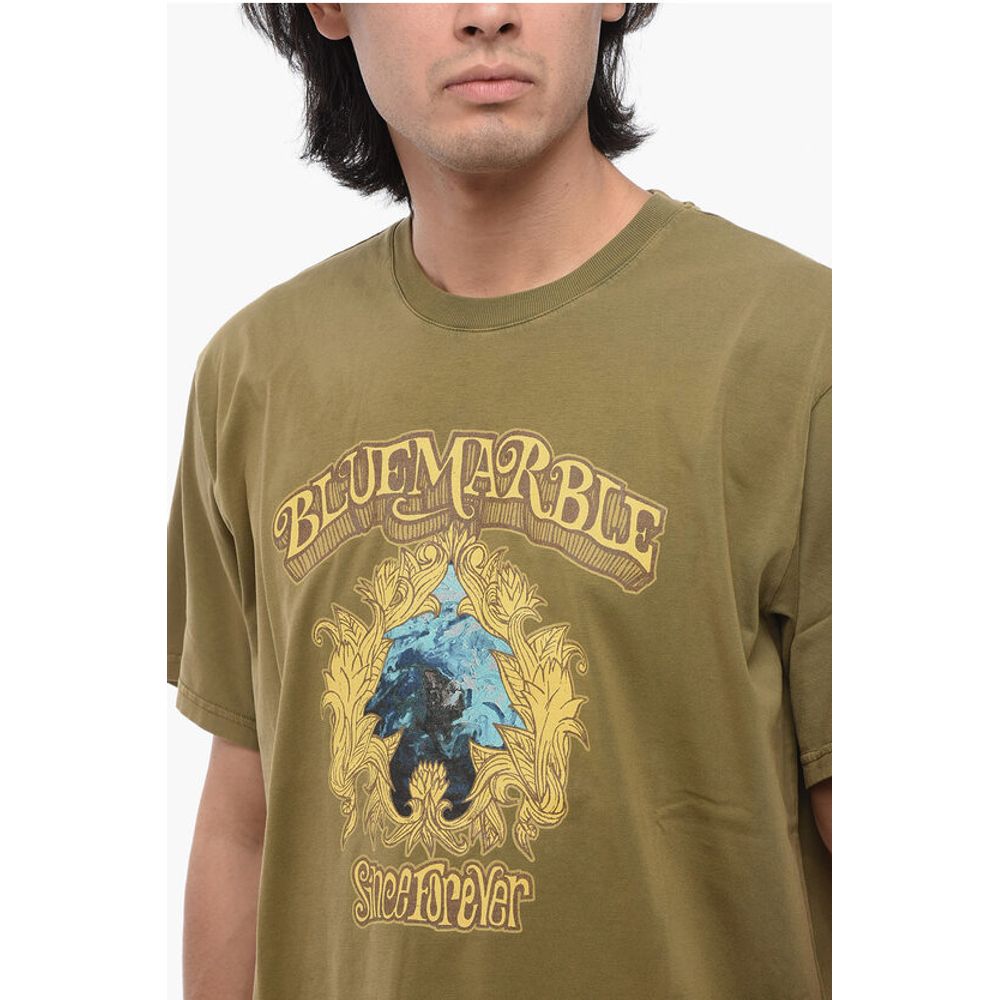 Bluemarble Cotton Crew-neck T-shirtwith Frontal Print