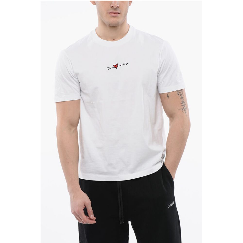 Neil Barrett Crew Neck CUPID Cotton T-Shirt with Embroidery