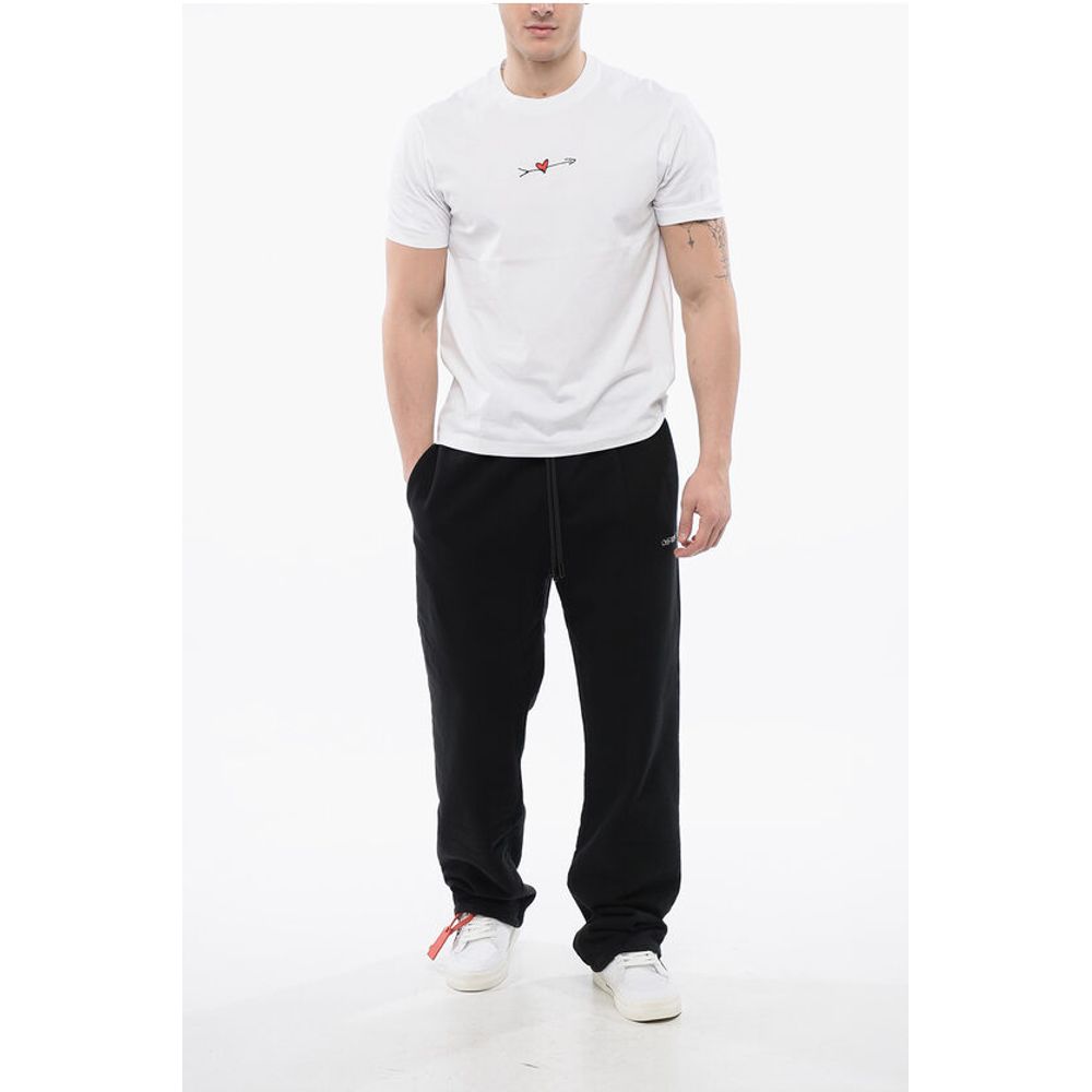 Neil Barrett Crew Neck CUPID Cotton T-Shirt with Embroidery