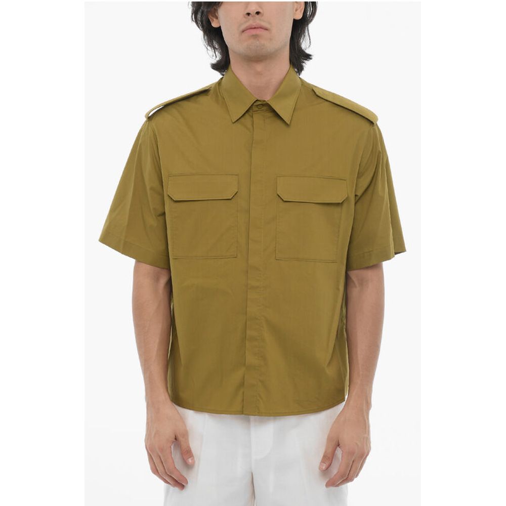 Neil Barrett Short Sleeved Loose Fit Shirt with Double Breast Pocket