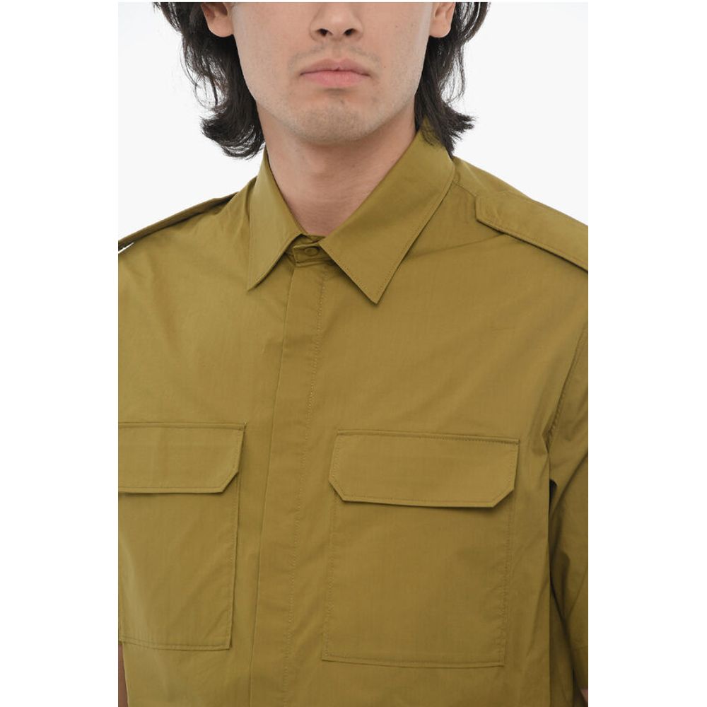 Neil Barrett Short Sleeved Loose Fit Shirt with Double Breast Pocket
