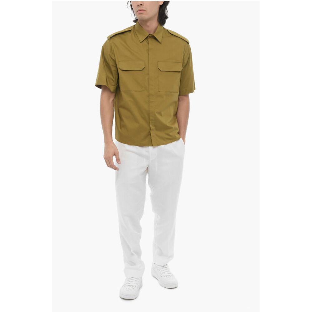 Neil Barrett Short Sleeved Loose Fit Shirt with Double Breast Pocket