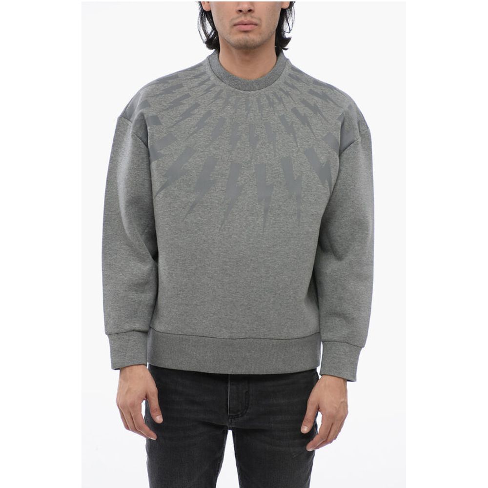 Neil Barrett Cotton Neoprene FAIRISLE THUNDERBOLT Easy Fit Sweatshirt