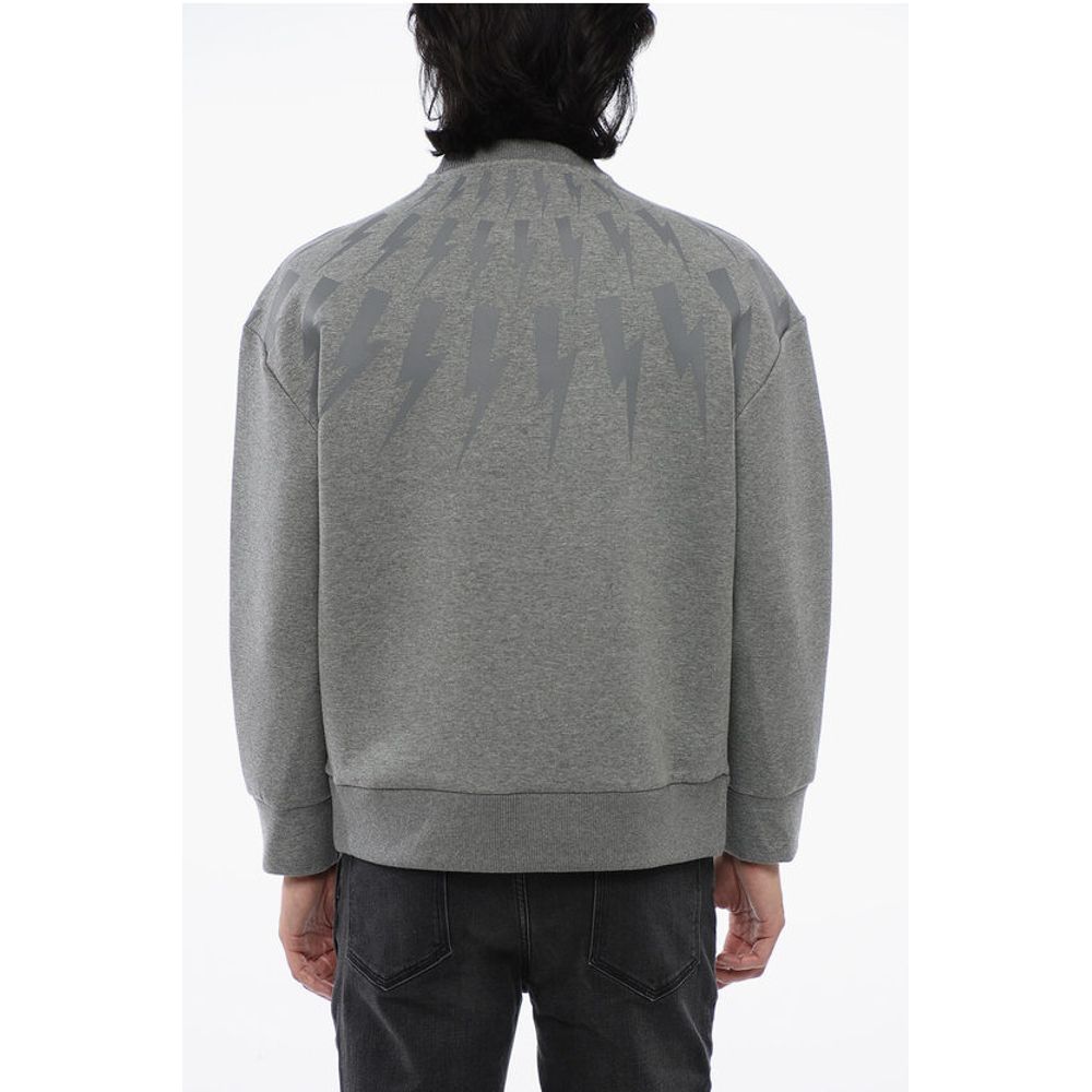 Neil Barrett Cotton Neoprene FAIRISLE THUNDERBOLT Easy Fit Sweatshirt