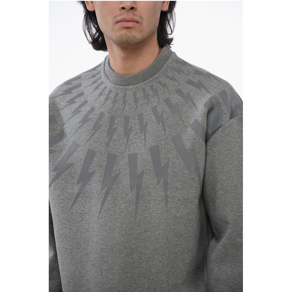Neil Barrett Cotton Neoprene FAIRISLE THUNDERBOLT Easy Fit Sweatshirt