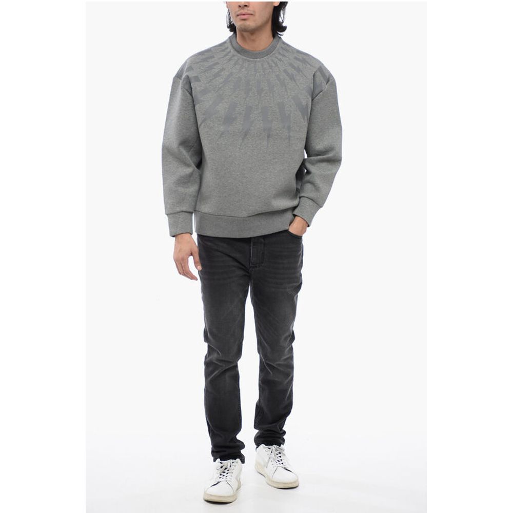Neil Barrett Cotton Neoprene FAIRISLE THUNDERBOLT Easy Fit Sweatshirt