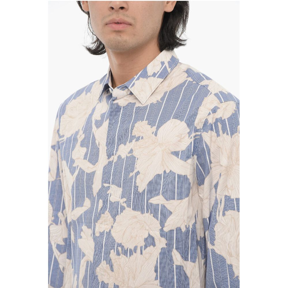 Neil Barrett Double Layer Floral-Motif Loose Fit Shirt