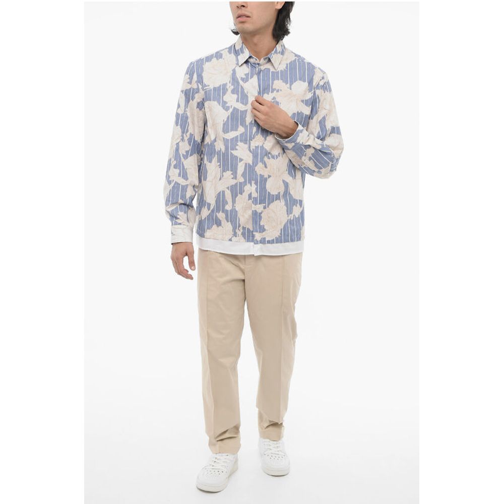 Neil Barrett Double Layer Floral-Motif Loose Fit Shirt
