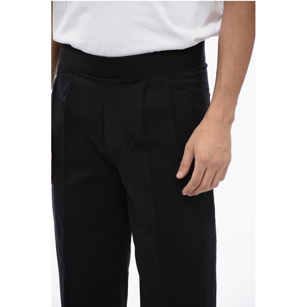 Neil Barrett Tapered Fit Linen Blend Pants with Double Pleat