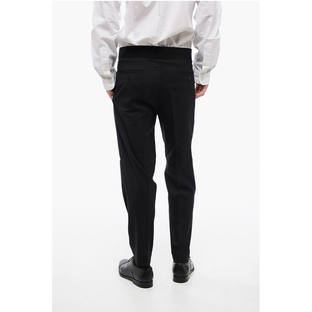 Neil Barrett Tapered Fit Virgin Wool Blend Pants with Double Pleat