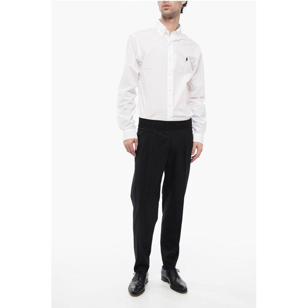 Neil Barrett Tapered Fit Virgin Wool Blend Pants with Double Pleat