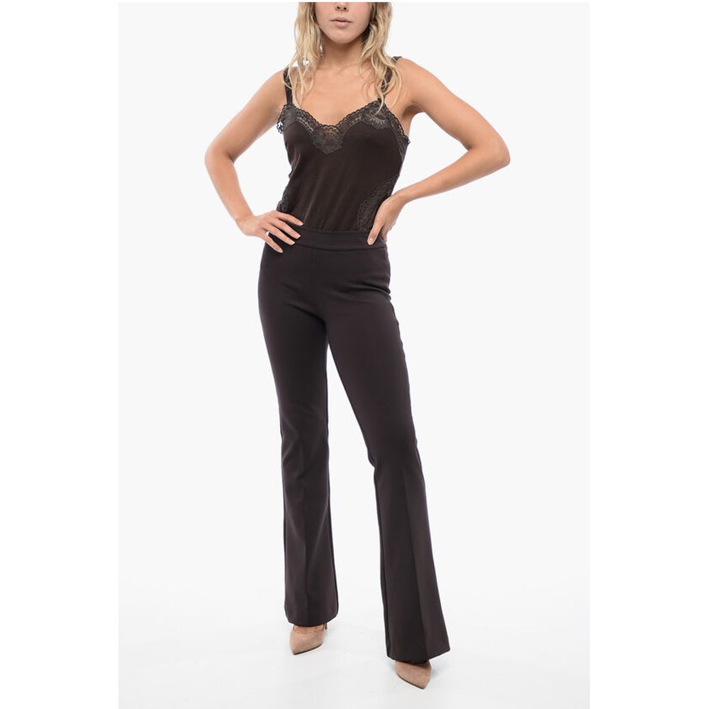 Avenue Montaigne Stretchy High-Waist Pants with Flared Fit