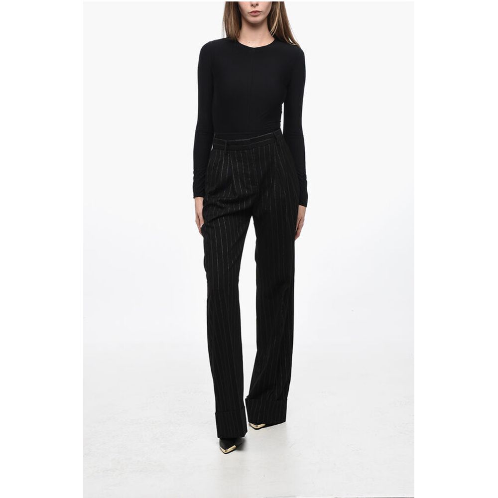 The Andamane Single-pleated Palazzo Pants with Lurex Pinstriped Motif