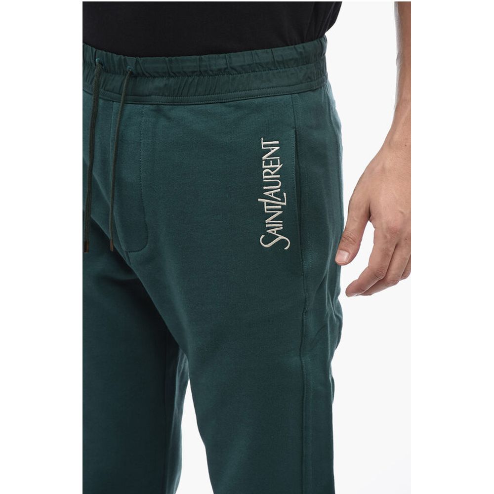Saint Laurent Brushed Cotton Sweatpants with Cuffs
