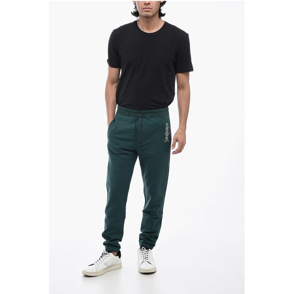 Saint Laurent Brushed Cotton Sweatpants with Cuffs