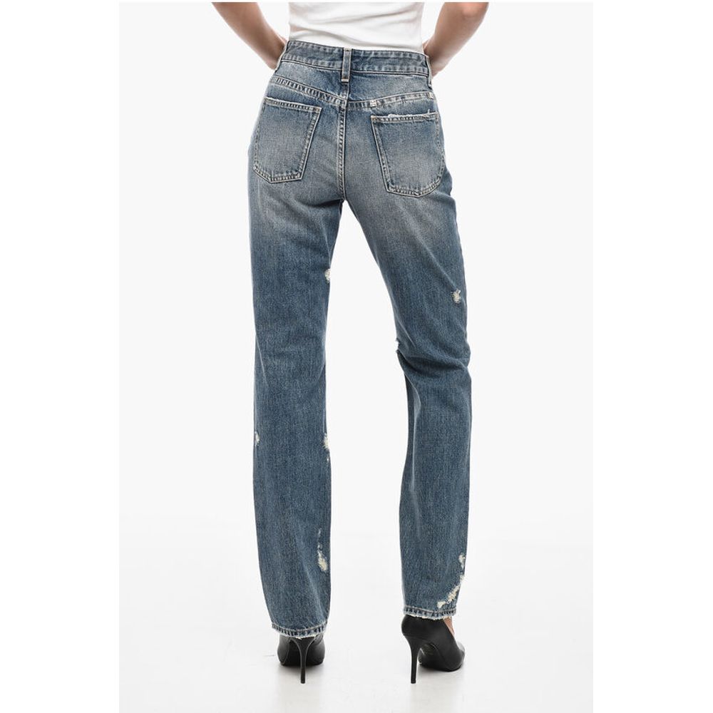 Givenchy Distressed Cotton Slim Fit Denims with Jewel Details 18cm
