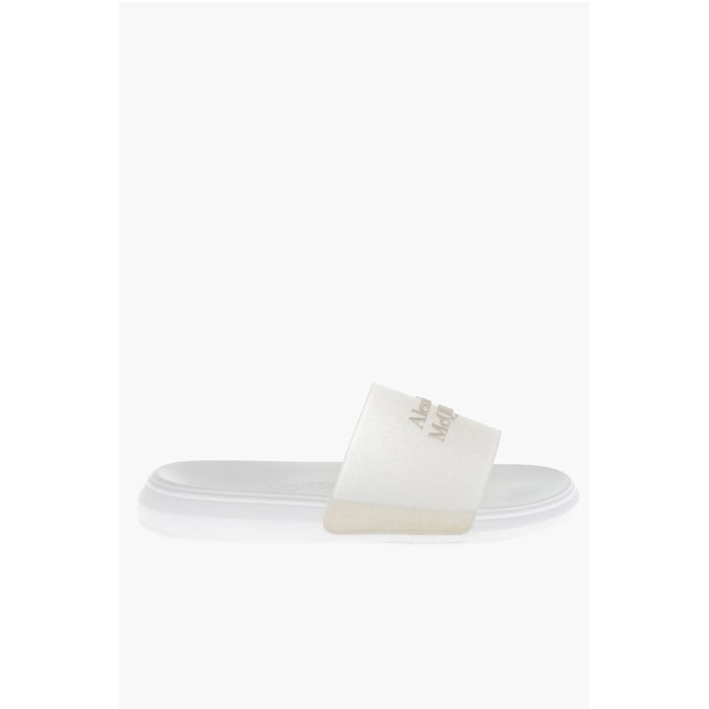 Alexander McQueen Rubber GLITTER TRANSPARENT Sliders with Embossed Logo