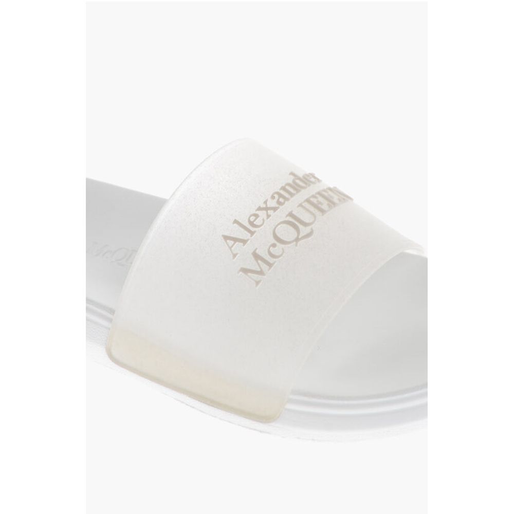 Alexander McQueen Rubber GLITTER TRANSPARENT Sliders with Embossed Logo