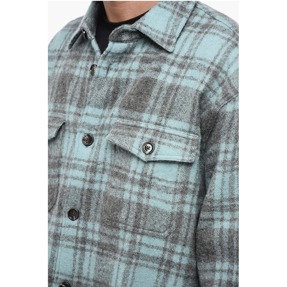 Ami Alexandre Mattiussi Virgin Wool Overshirt with Check Motif