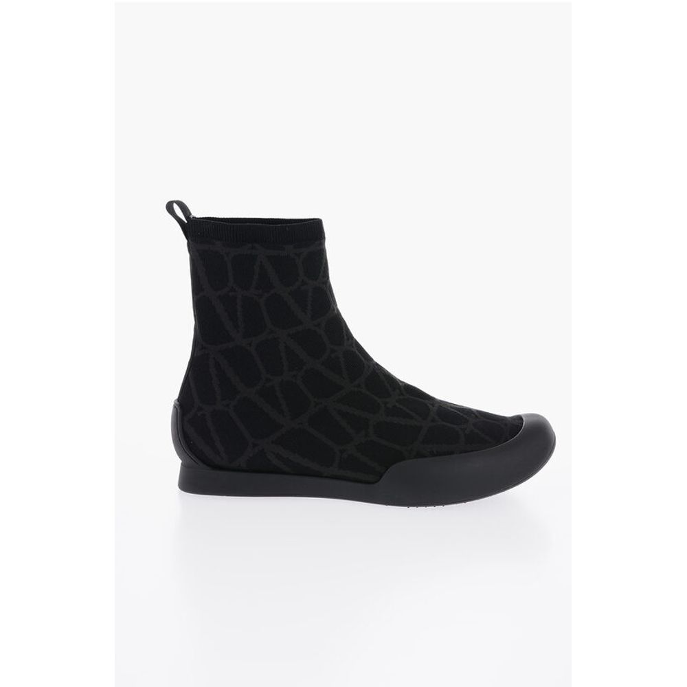 Valentino High-Top Sneakers With Monogram Jacquard Logo
