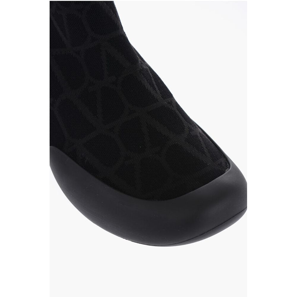 Valentino High-Top Sneakers With Monogram Jacquard Logo