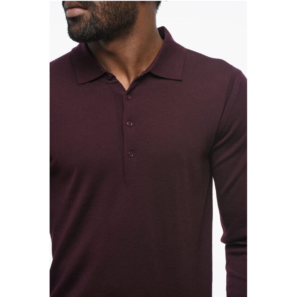 Corneliani CC COLLECTION Solid Color Wool Sweater with Polo Neck