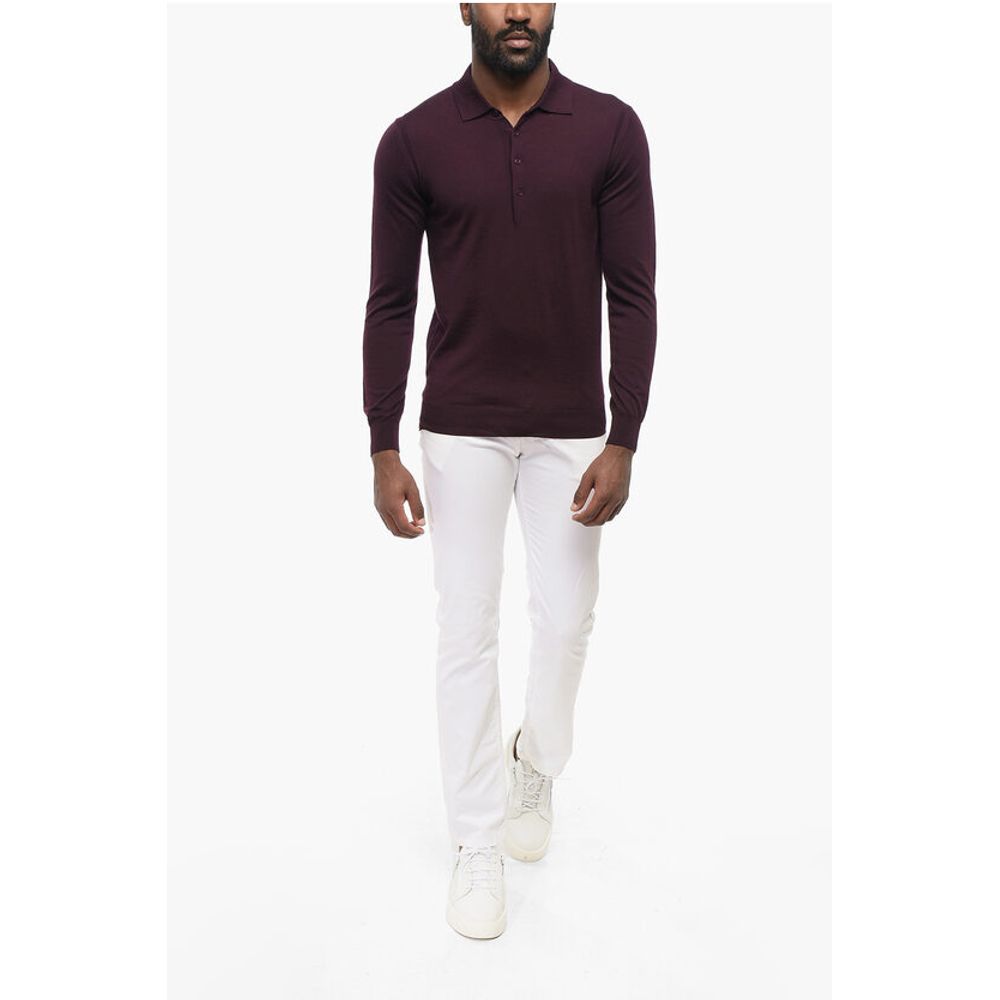 Corneliani CC COLLECTION Solid Color Wool Sweater with Polo Neck