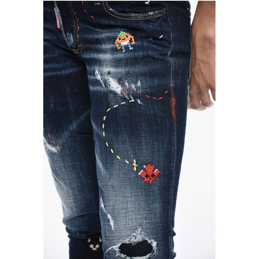 Dsquared² Skinny Monster Maze Denims with Embroderies 14,5cm