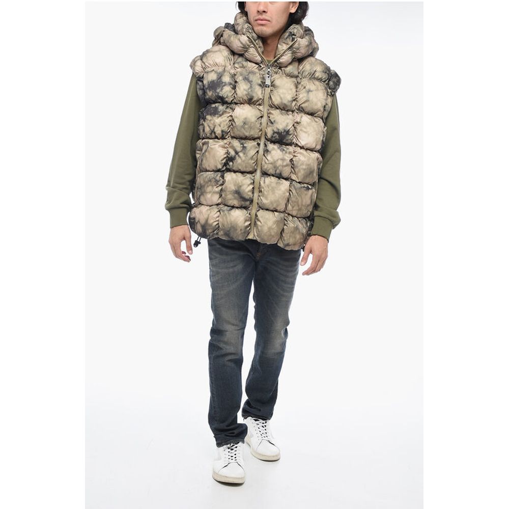 Diesel Quilted W-RALLE-SL Vest with Tie-Dye Print