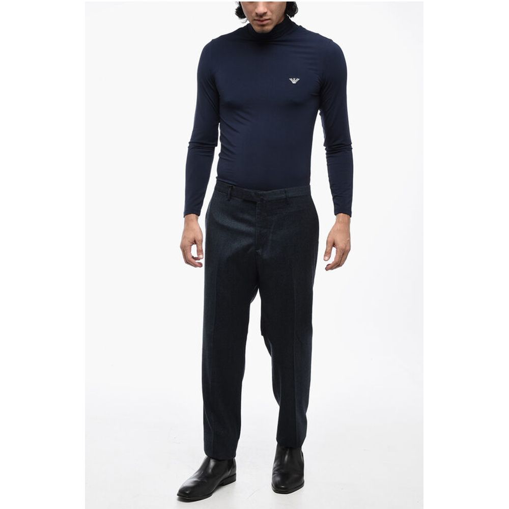Briglia 1949 Virgin Wool Slim Fit Pants with Cuffed Hem