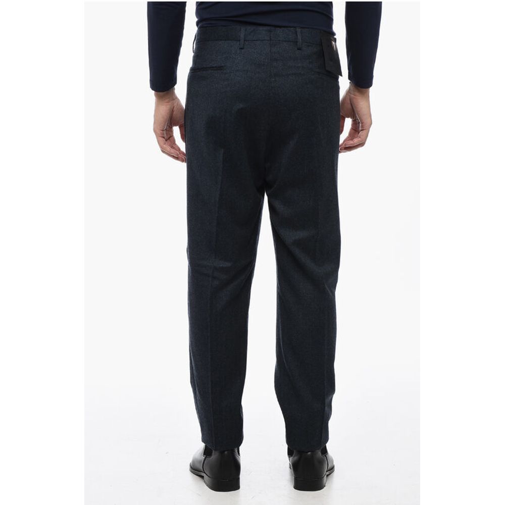 Briglia 1949 Virgin Wool Slim Fit Pants with Cuffed Hem
