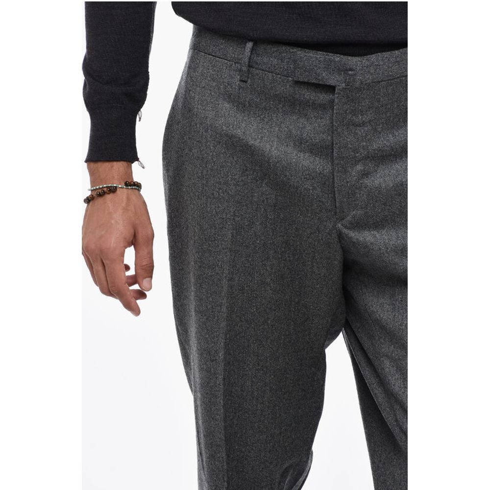 Briglia 1949 Virgin Wool Slim Fit Pants with Cuffed Hem