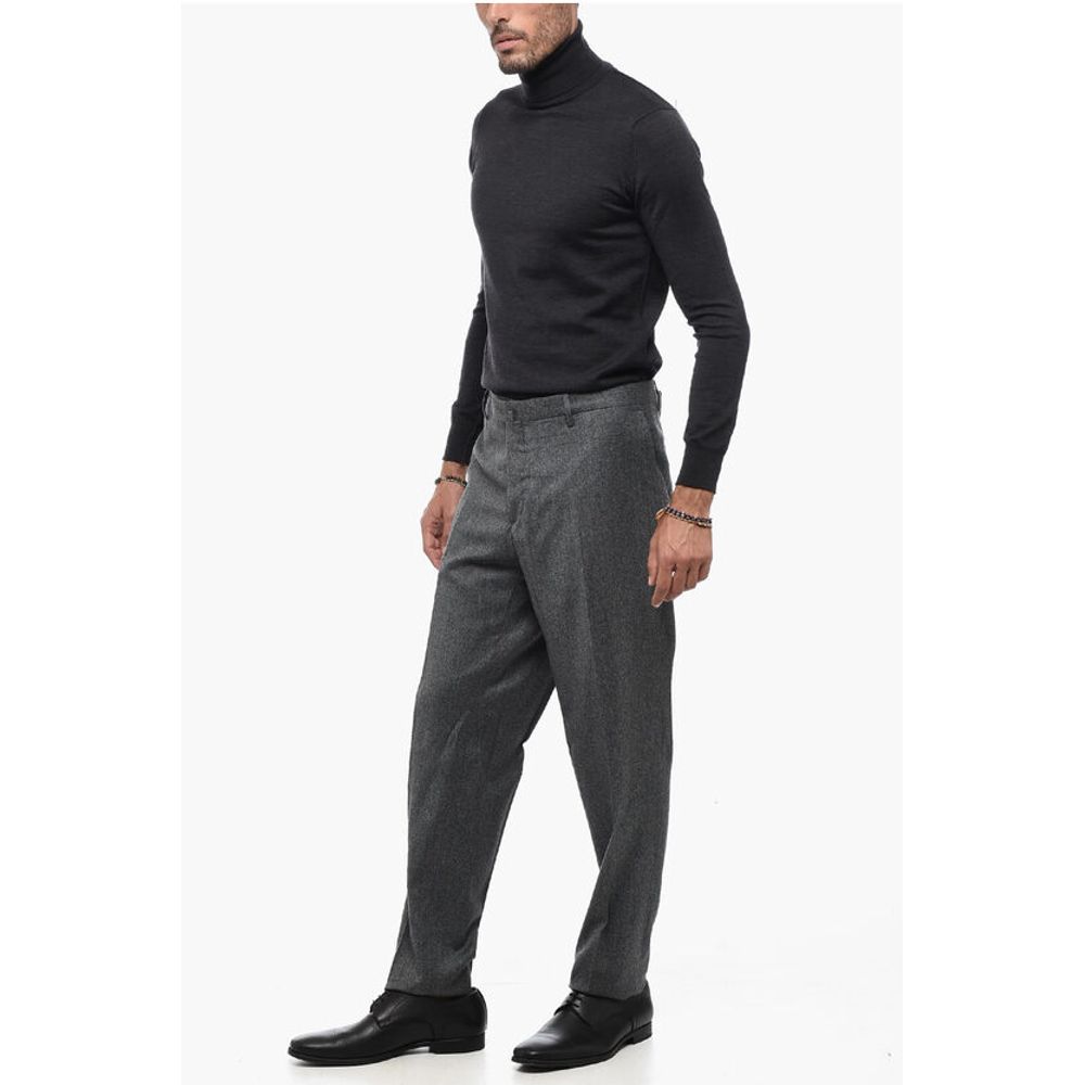 Briglia 1949 Virgin Wool Slim Fit Pants with Cuffed Hem