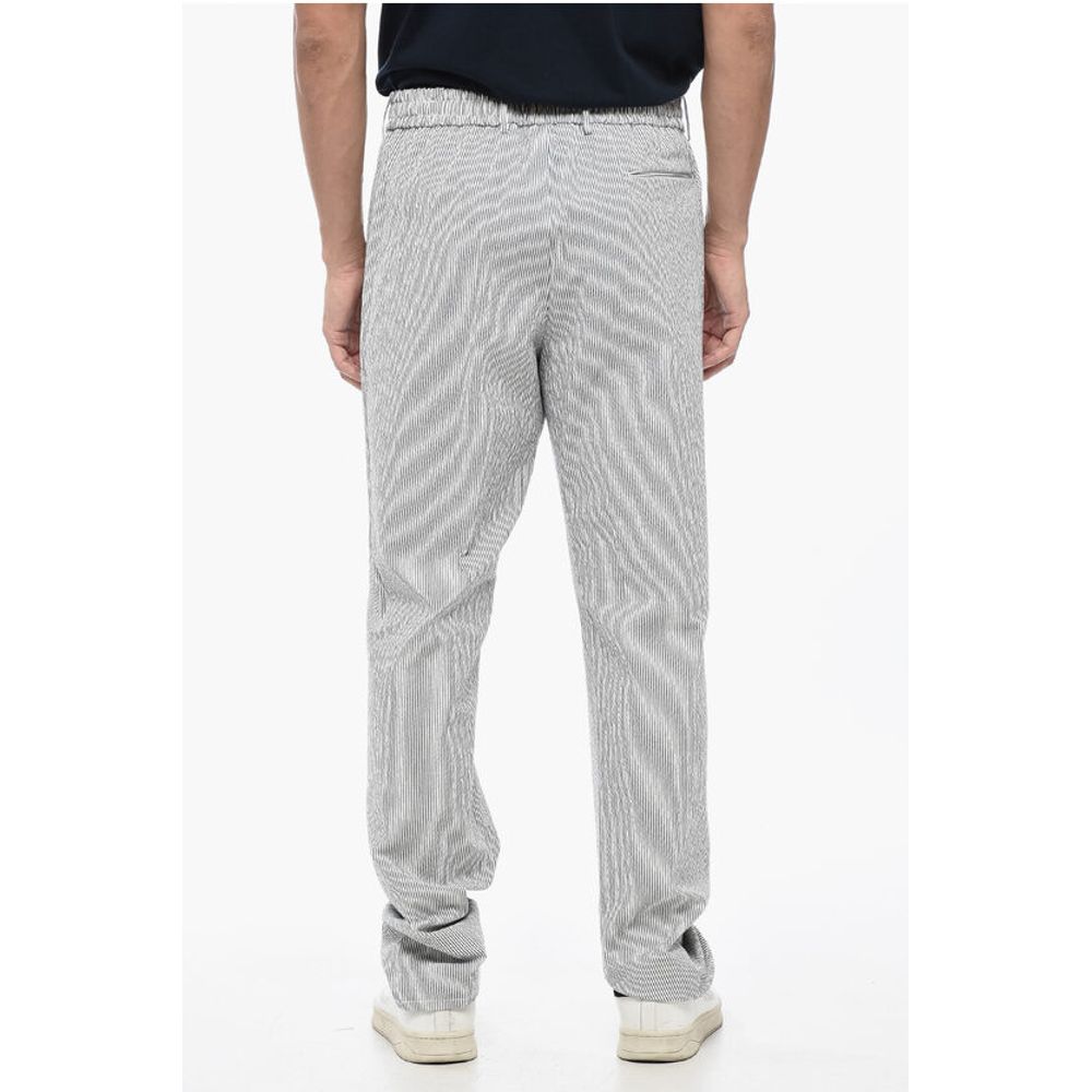 Berwich Two-Tone Striped Casual Pants with Elastic Waistband