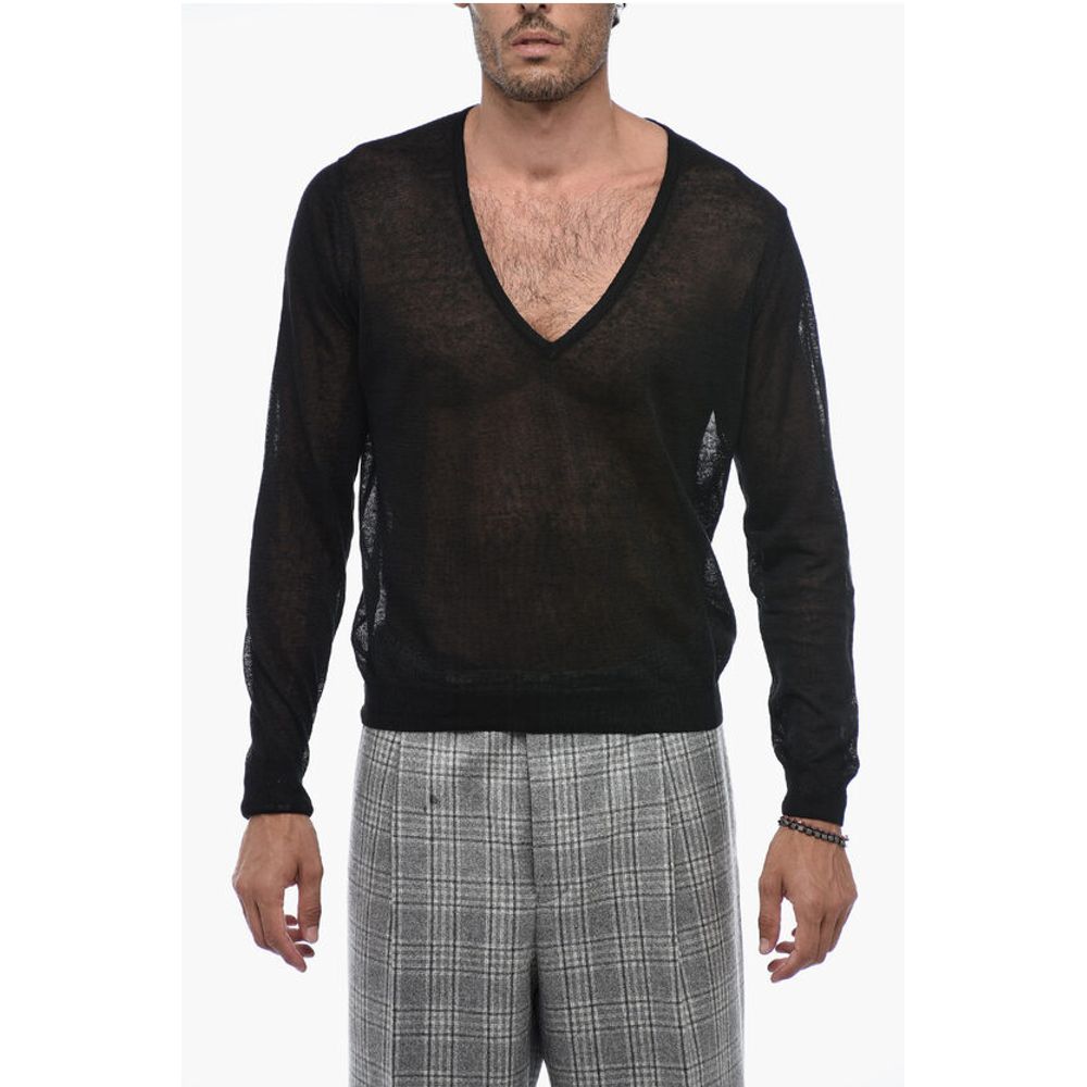 Corneliani TREND V-Neck Linen Blend Pullover