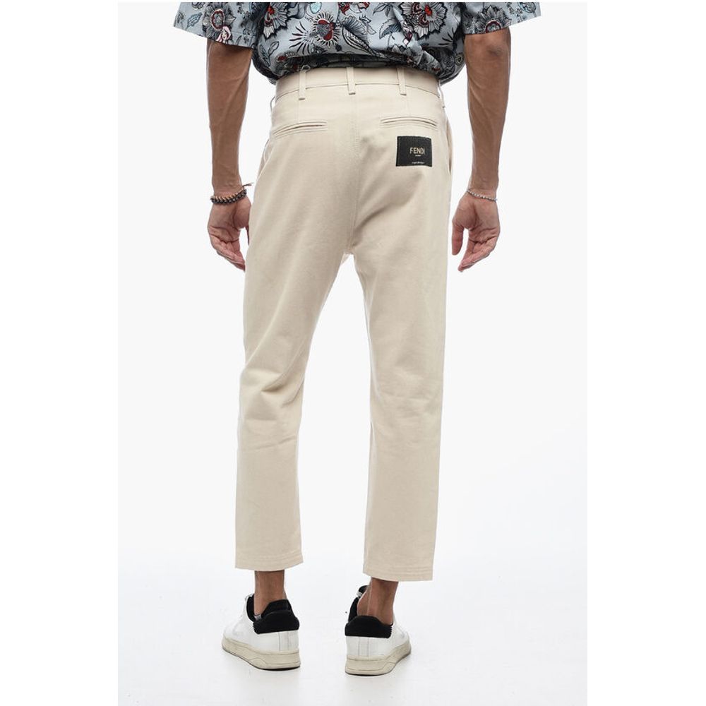 Fendi Low-crotch Cropped Pants with Pleats