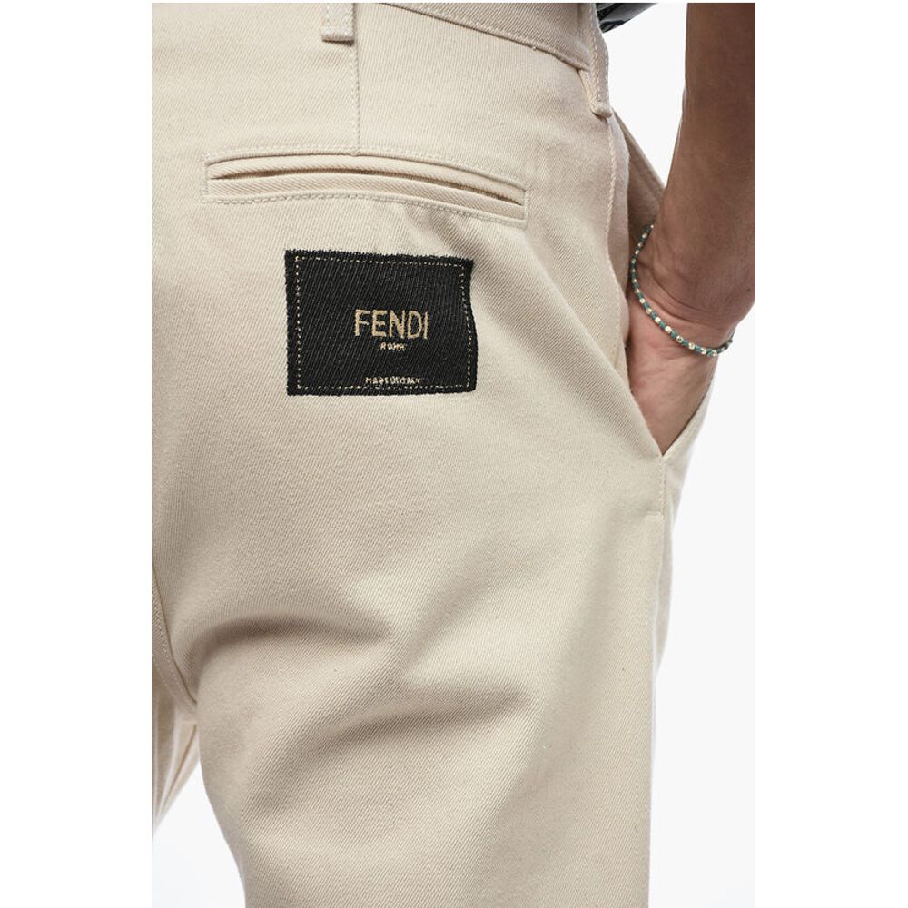 Fendi Low-crotch Cropped Pants with Pleats