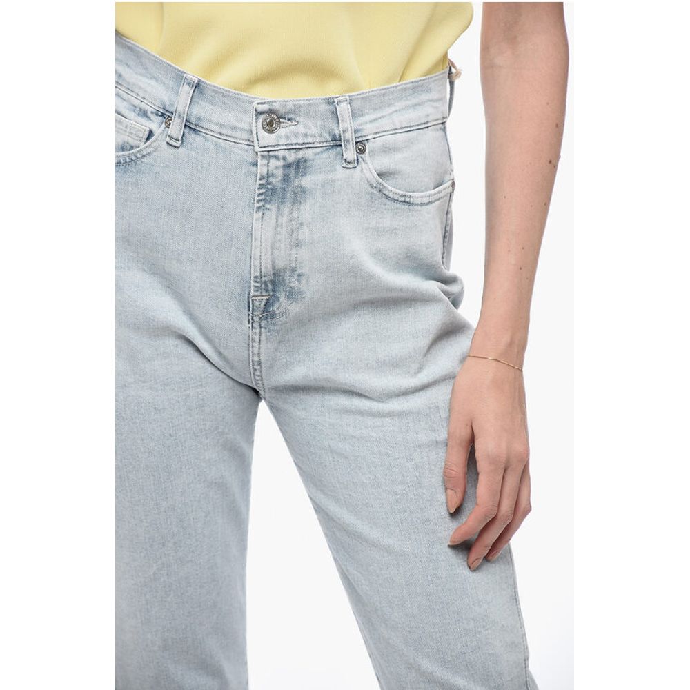 Seven Light-Washed Stetchy Denims with Raw-Cut Hem
