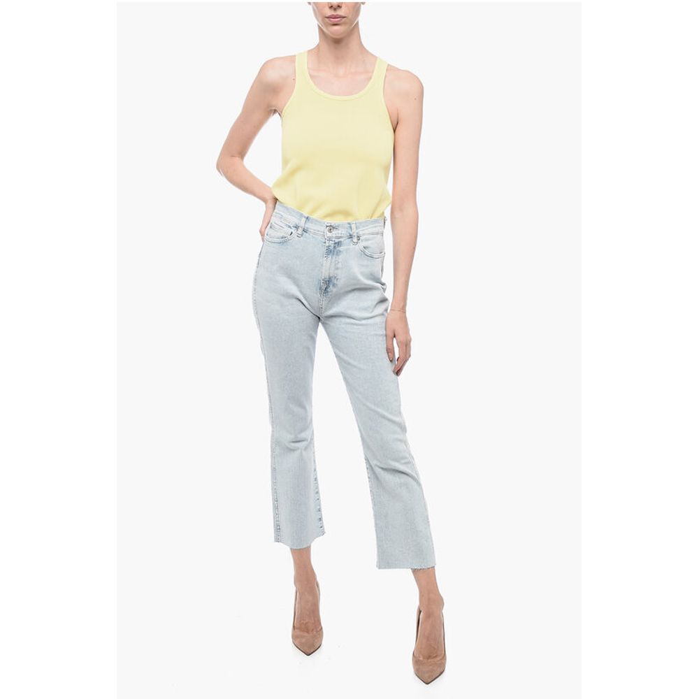 Seven Light-Washed Stetchy Denims with Raw-Cut Hem