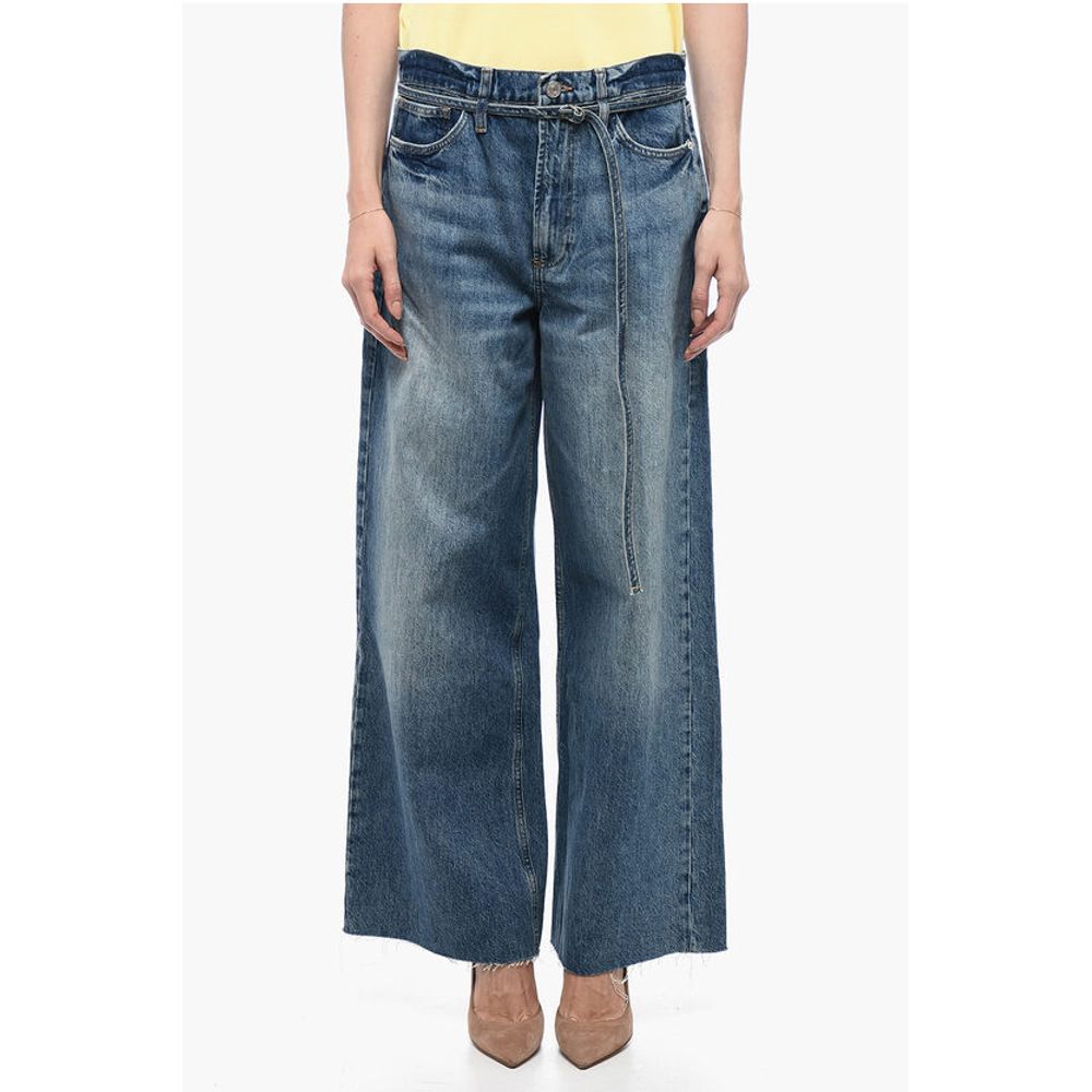 Frame High-Waisted Baggy Denims with Raw-Cut Hem
