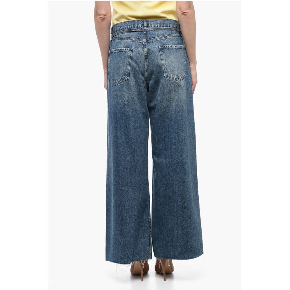 Frame High-Waisted Baggy Denims with Raw-Cut Hem