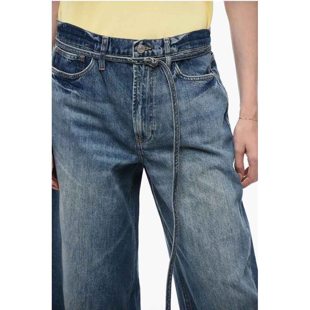 Frame High-Waisted Baggy Denims with Raw-Cut Hem