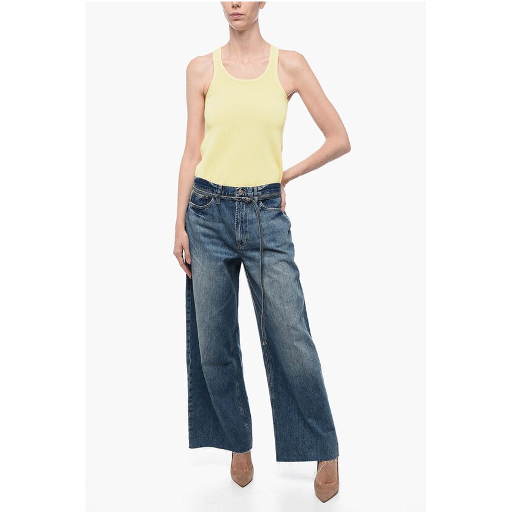 Frame High-Waisted Baggy Denims with Raw-Cut Hem