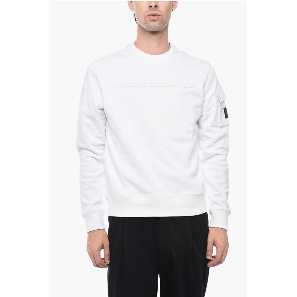 North Sails Brushed Cotton Crewneck Sweater With Embossed Logo